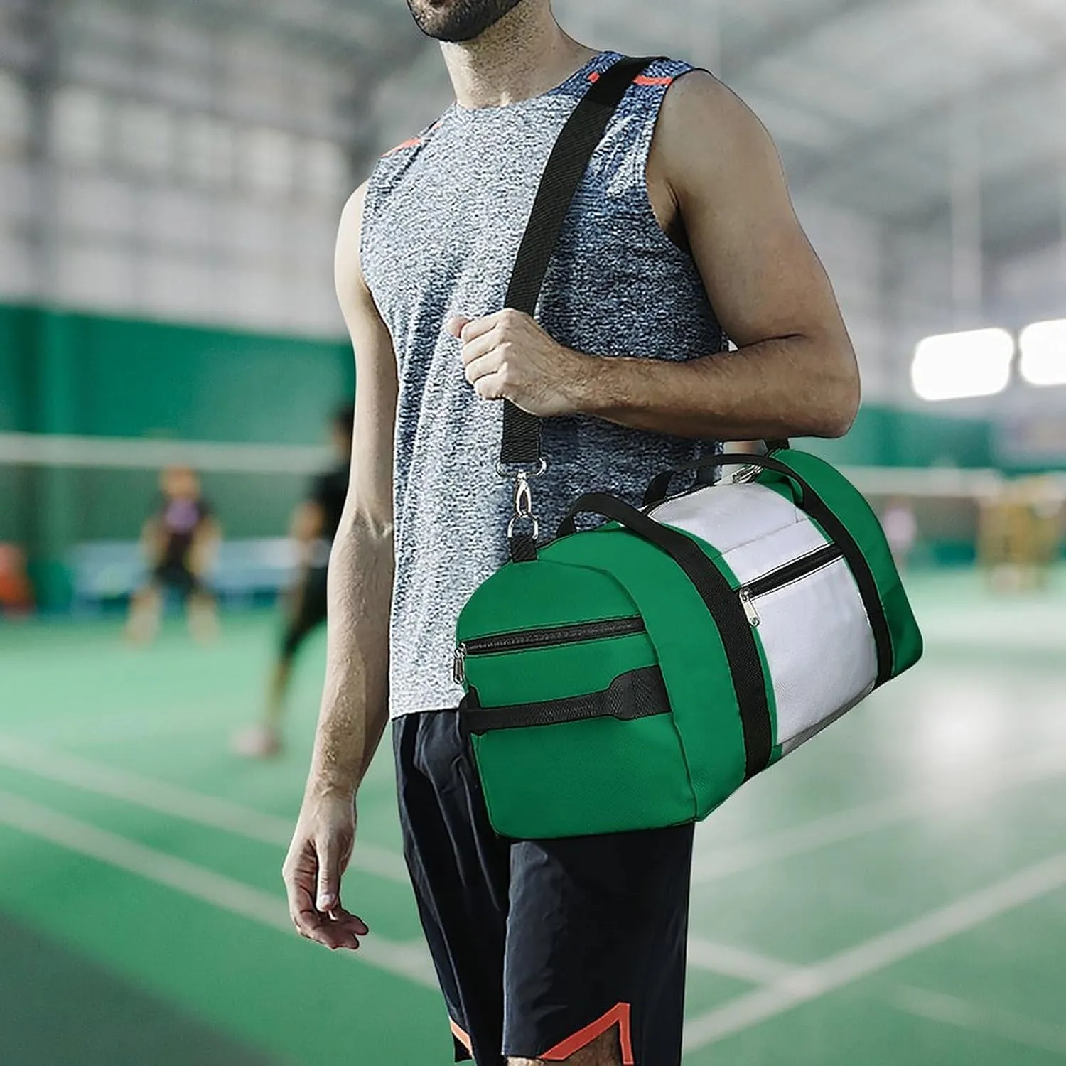 Nigeria Flag Gym Bag for Boys Girls with Shoe Compartment Travel Overnight