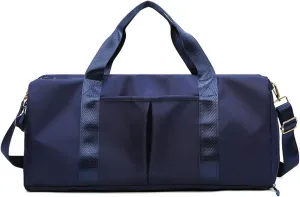 Nylon Travel Duffel Bag Sport Duffel Bag Weekend Shoulder Bag Women/Men Large Gym Tote Bag Overnight Bag Carry On Luggage Hospital Bag with Shoes Compartment and Wet Pocket Dark Blue