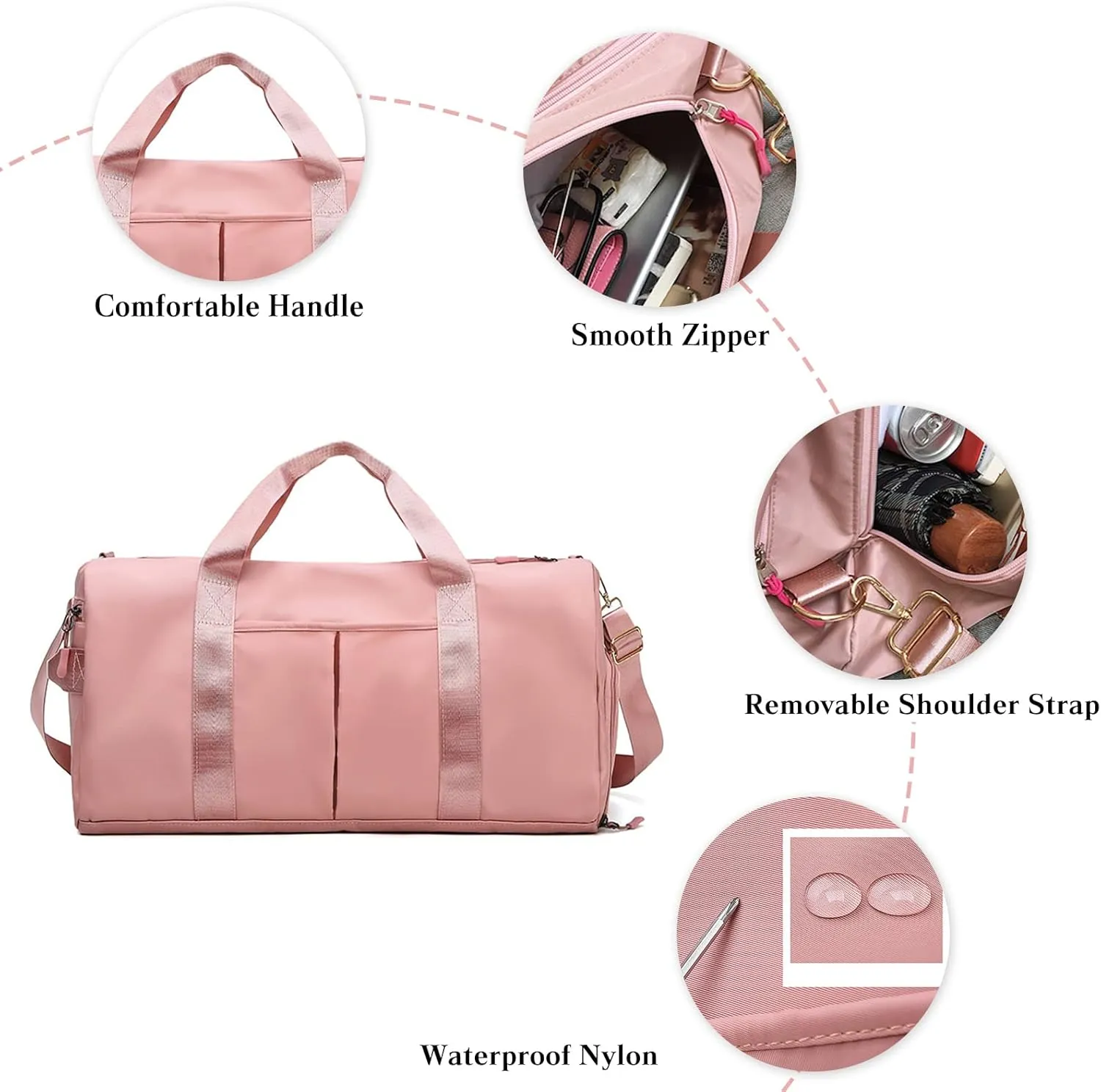 Nylon Travel Duffel Bag Sport Duffel Bag Weekend Shoulder Bag Women/Men Large Gym Tote Bag Overnight Bag Carry On Luggage Hospital Bag with Shoes Compartment and Wet Pocket Dark Blue