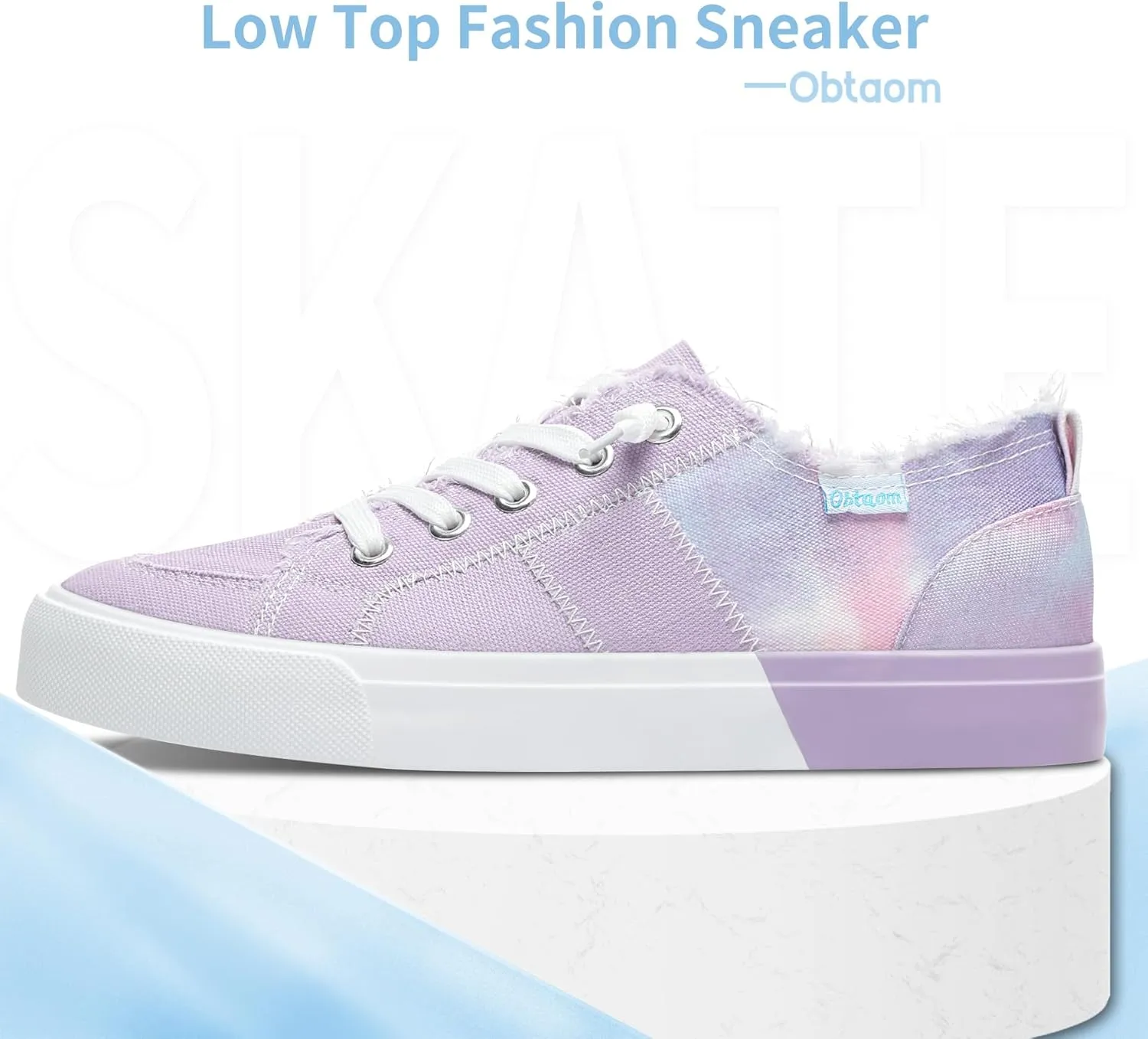Obtaom Women's Play Fashion Sneaker White Color Washed and Leopard Canvas Slip on Shoes