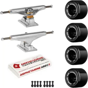 Old School Skateboard Pack with Independent 169 Trucks, Powell Rat Bones Wheels, ABEC 5 Bearings, Mounting Hardware, and Risers