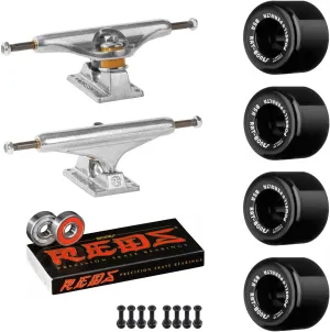 Old School Skateboard Pack with Independent 169 Trucks, Powell Rat Bones Wheels, Bones Reds Bearings, Mounting Hardware, and Risers
