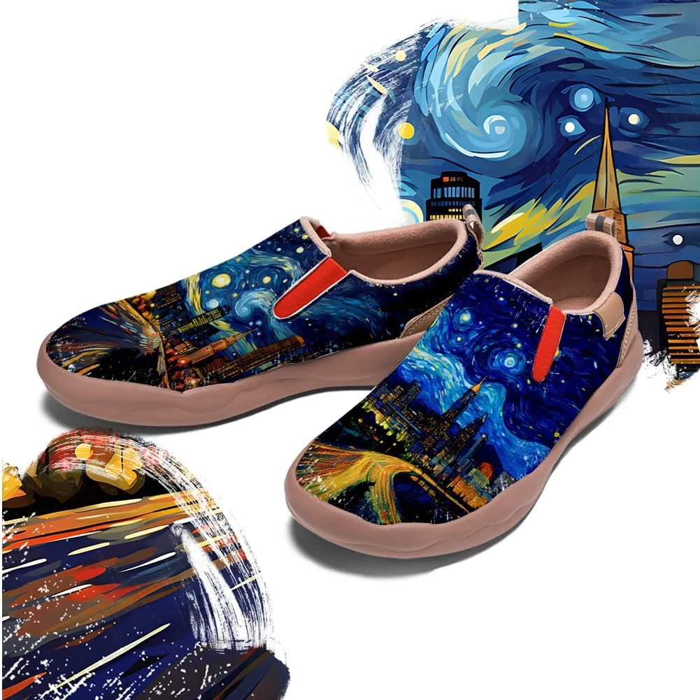 Onehorse Women's Loafers Slip-Ons Casual Travel Shoes Lightweight Comfortable City Painted Leather Fashion Sneaker