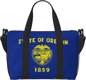 Oregon State Flag Hand-held travel bag, messenger casual handbag, suitable for work, travel, fitness, tourism, women's zipper storage bag,