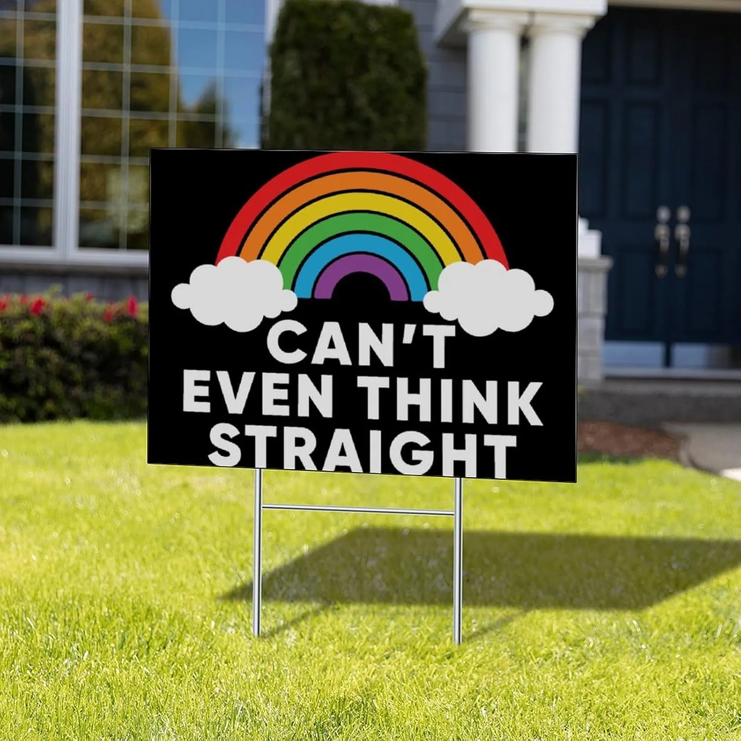 Outdoor Signs for Yard with Metal Stake Can't Even Think Straight 18x24 Inch Fade Resistant Ink LGBT Plastic Yard Lawn Sign Decor for Doorway Patio Farmhouse Personalized Gifts
