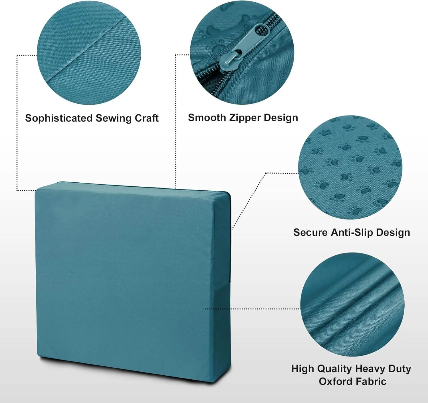 OutdoorLines Patio Seat Cushion Cover Replacement, Waterproof & Anti-Slip for Outdoor Furniture, Set of 2, 24 "x24 x4, Teal, Cover Only