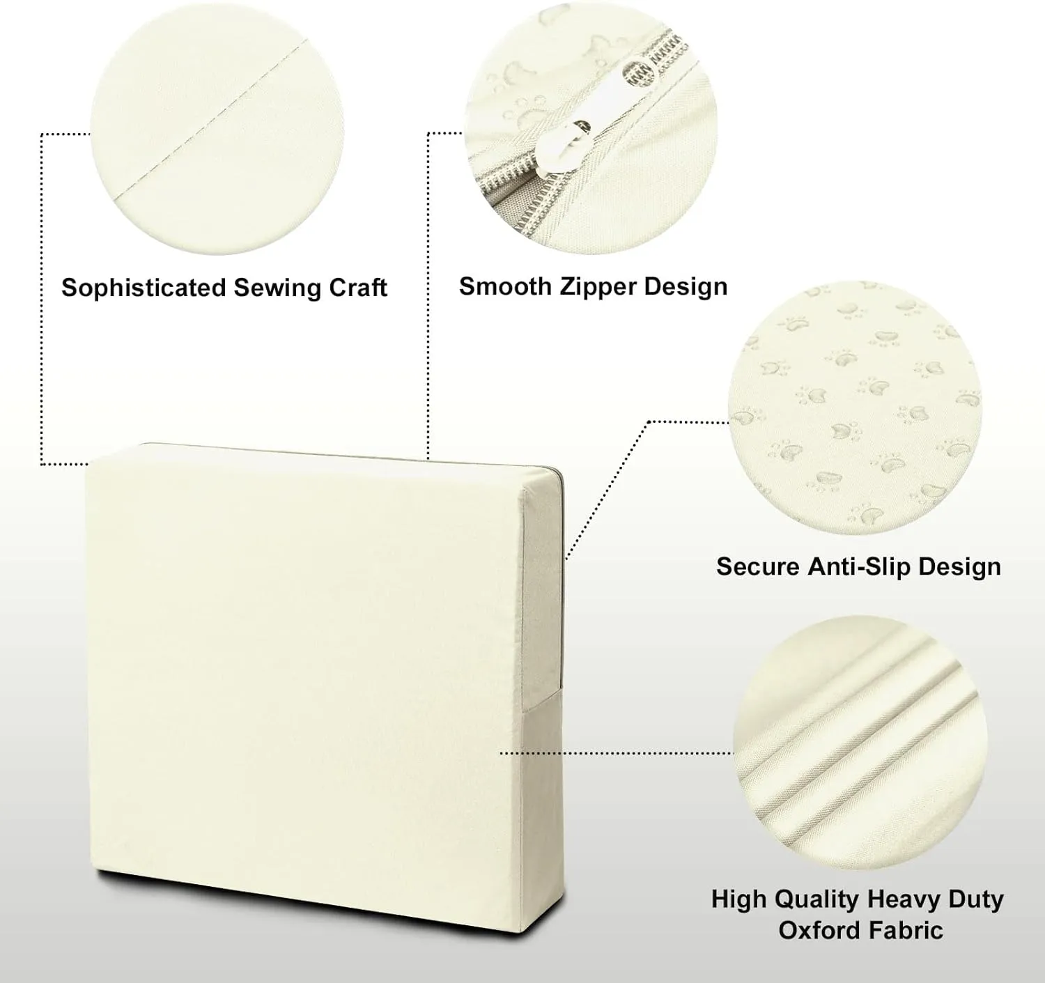 OutdoorLines Patio Seat Cushion Cover Replacement, Waterproof Cushion Cover for Outdoor Furniture, Anti-Slip Patio Chair Cushion Cover for Garden and Backyard (Set of 2, 20"x18"x4", Cream, Cover Only)