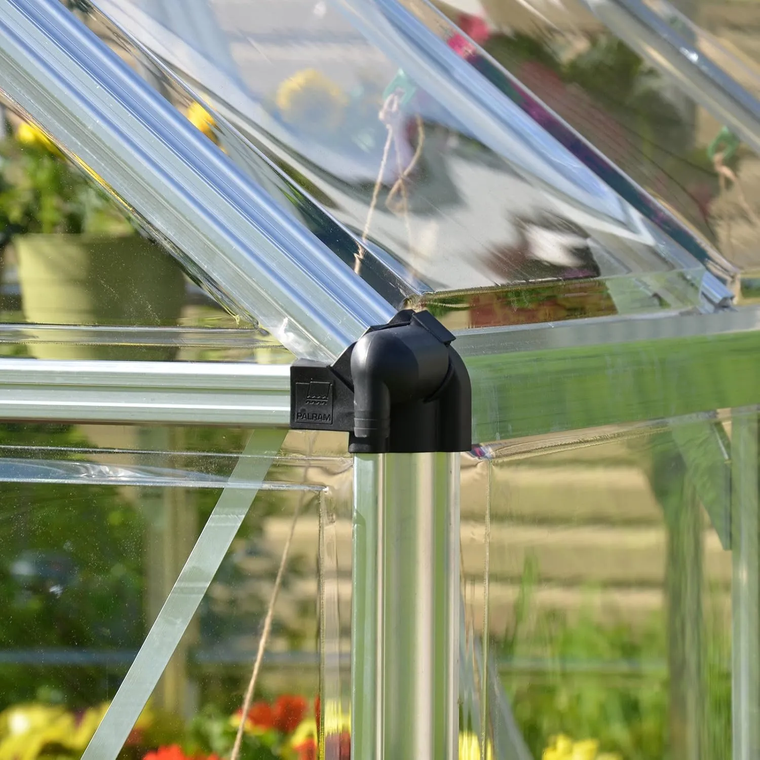 Palram - Canopia Snap & Grow 8 Ft. x 12 Ft. Greenhouse Kit Hobby DIY Walk In Green House Heavy Duty Polycarbonate, Aluminium Frame, with Lockable Door and Vent for Outdoors, Garden, Backyard In Silver