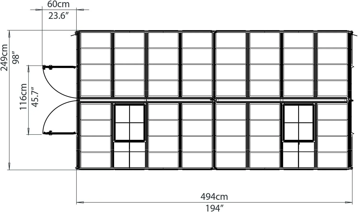 Palram - Canopia Snap & Grow 8 Ft. x 12 Ft. Greenhouse Kit Hobby DIY Walk In Green House Heavy Duty Polycarbonate, Aluminium Frame, with Lockable Door and Vent for Outdoors, Garden, Backyard In Silver