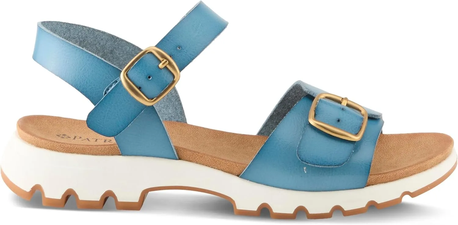 PATRIZIA Women's BUNCH Buckle Sandals - Adjustable Faux Leather Straps, Cushioned Footbed, Sporty White Sole