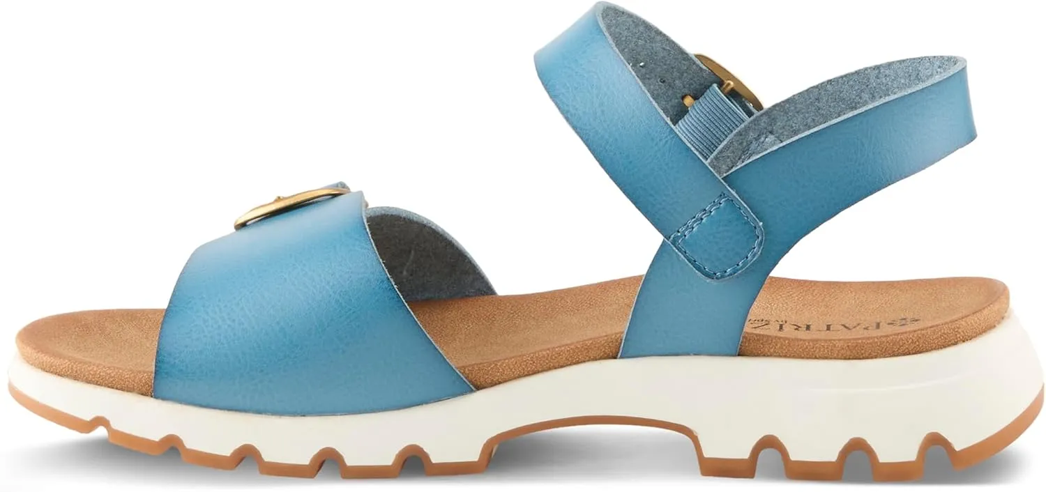 PATRIZIA Women's BUNCH Buckle Sandals - Adjustable Faux Leather Straps, Cushioned Footbed, Sporty White Sole