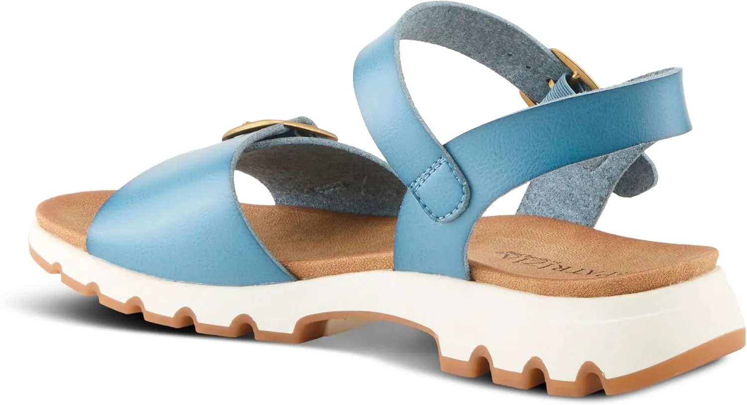 PATRIZIA Women's BUNCH Buckle Sandals - Adjustable Faux Leather Straps, Cushioned Footbed, Sporty White Sole