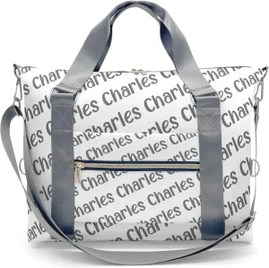 Personalized Initial Travel Duffel Bag,Birthday Gift Bag,Custom Sports Bag, Personalized Weekender Bag,Monogram Overnight Bag Gift,Overnight Weekender Bags Grey