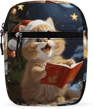 Personalized Small Crossbody Bag Water Resistant Messenger Bags Mini Christmas Carols Printing SlingBag For Men Women