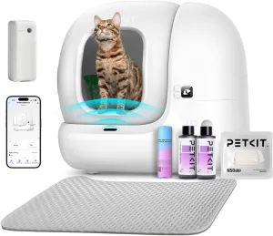 PETKIT PuraMax 2 Self Cleaning Cat Litter Box, Upgraded Seal Performance Automatic Cat Litter Box for Multiple Cats Includes K3 and N50 2.0, App Control/xSecure/Odor-Free