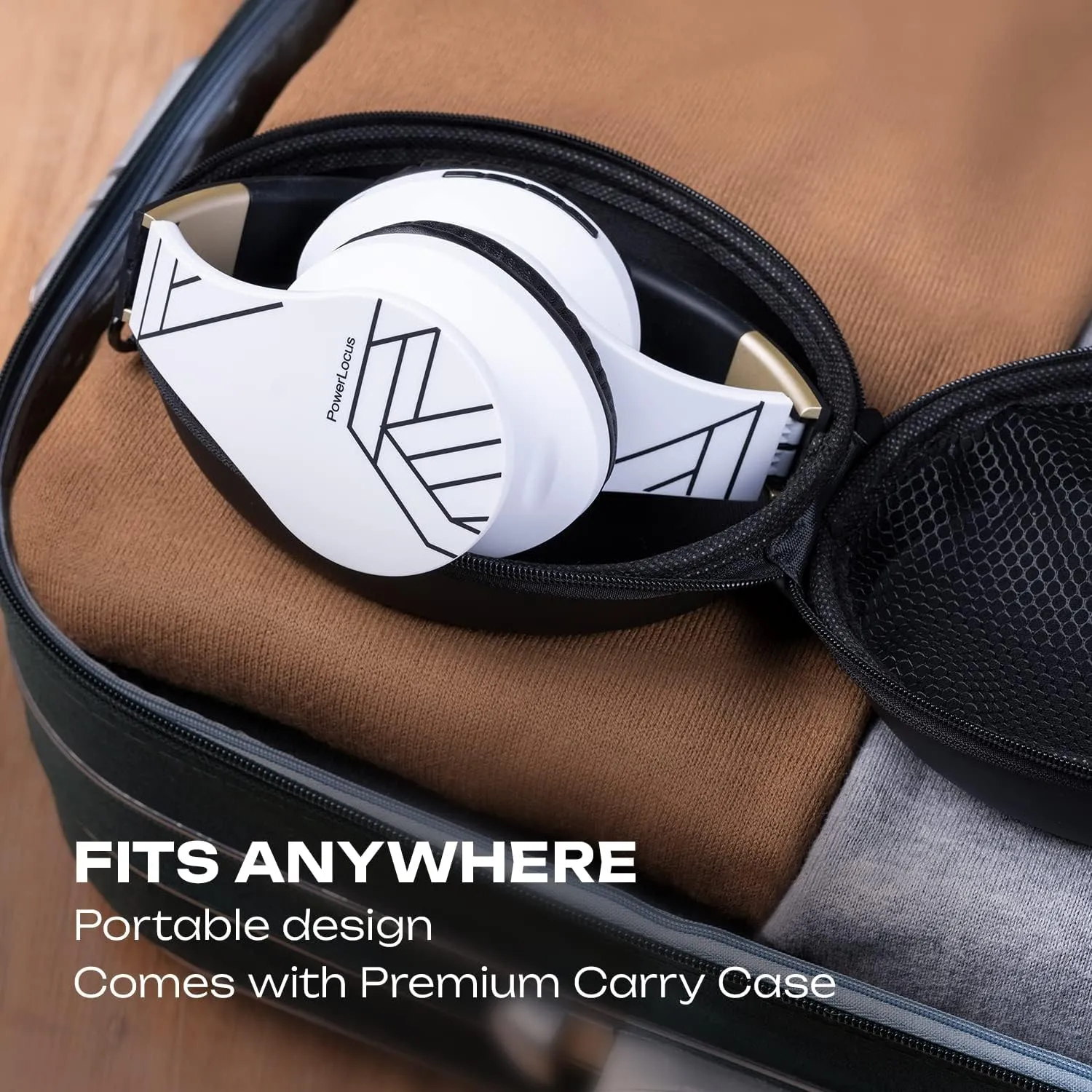 PowerLocus Bluetooth Over-Ear Headphones, Wireless Stereo Foldable Headphones Wireless and Wired Headsets with Built-in Mic, Micro SD/TF, FM for iPhone/Samsung/iPad/PC (Black/White)