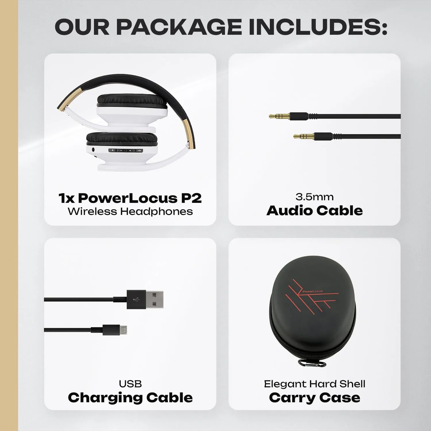 PowerLocus Bluetooth Over-Ear Headphones, Wireless Stereo Foldable Headphones Wireless and Wired Headsets with Built-in Mic, Micro SD/TF, FM for iPhone/Samsung/iPad/PC (Black/White)