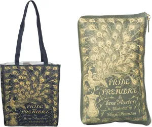 Pride and Prejudice Green Tote Bag and Clutch Purse Bundle