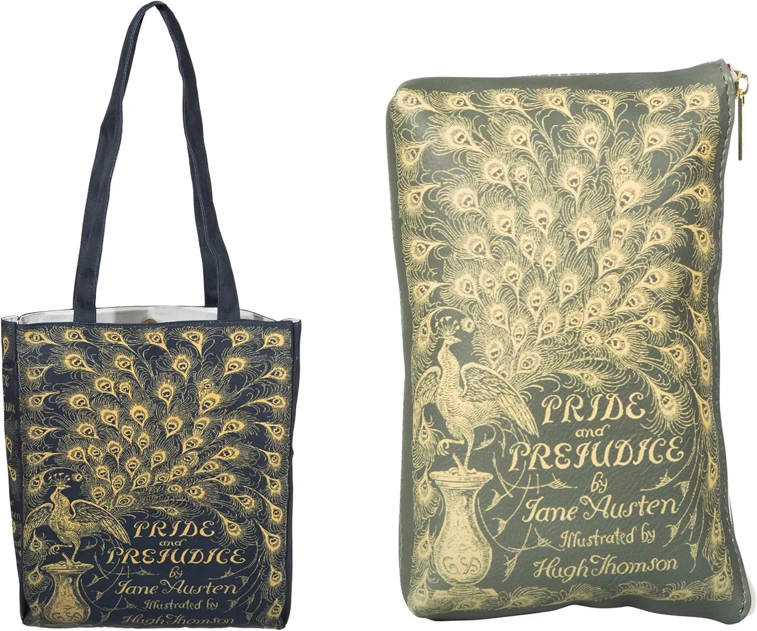 Pride and Prejudice Green Tote Bag and Clutch Purse Bundle