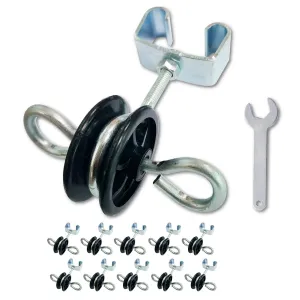 QMARK Farm Electric Fence T-Post Gate Handle Anchors, Double Hooks T Post, 2-Rings T-Post Insulators, Black(10)
