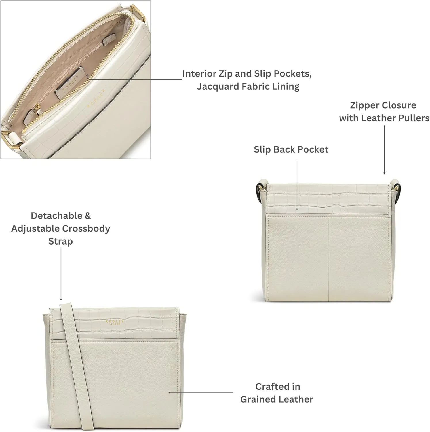 RADLEY London Downtown Women’s Small Leather Ziptop Crossbody Bag