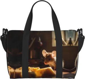 rat Women's Hand-held Crossbody Travel Bag, Casual Handbag with Zipper, Suitable for Work, Travel, Fitness, Travel