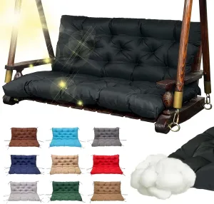 Replacement Swing Cushions for Outdoor Furniture: 2-3 Seater Waterproof Porch Bench Cushions with Ties and Backrest - 4" Thick Patio Swing Chair Cushion for Garden Backyard