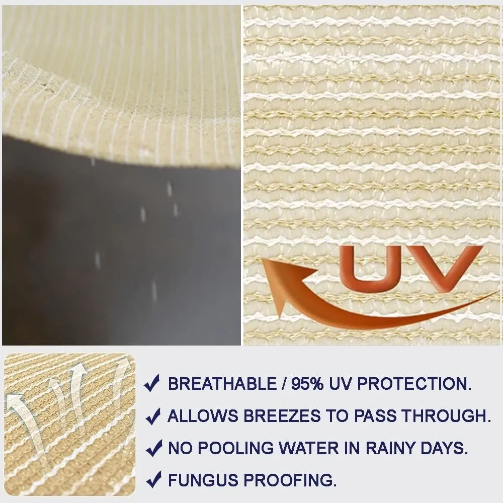 Retractable Canopy Awning Shade Cover - Wave Slide Design with Hardware Wire Cable for Patio, Garden, Backyard, Deck