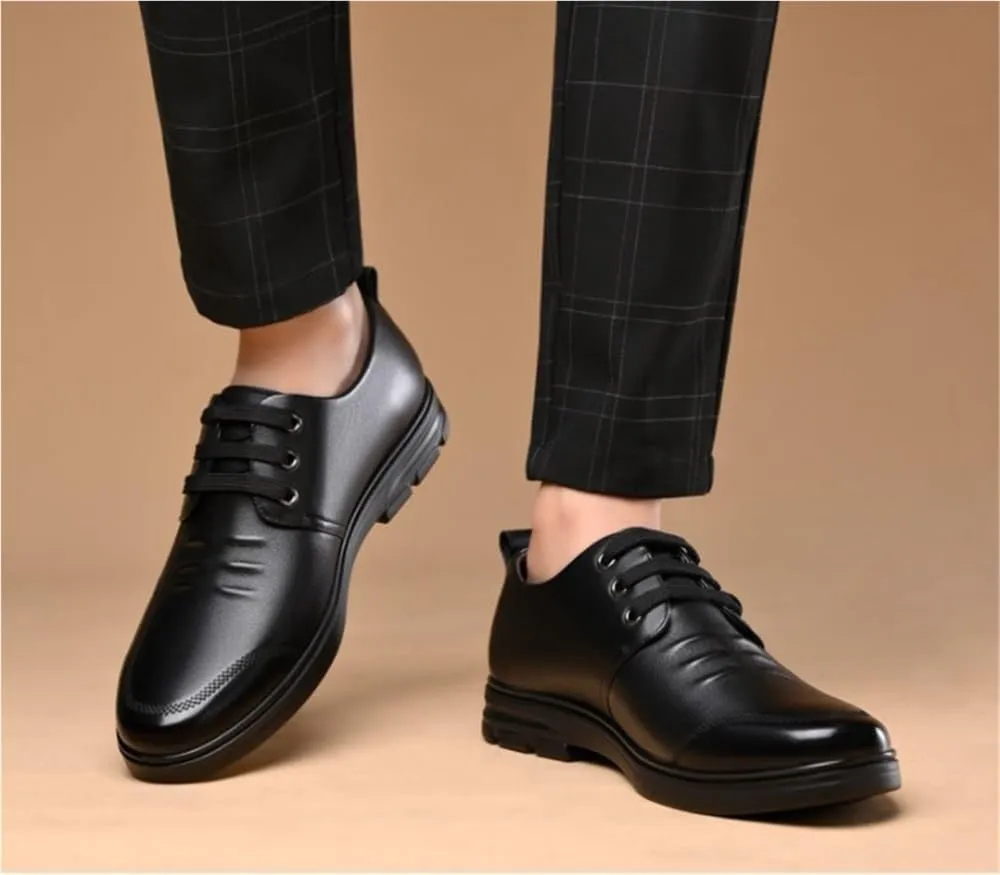 Retro Dress Shoes for Men Comfortable Oxfords Lace-Up Fashion Shoes Soft Bottom Casual Shoes for Men Formal Occasions