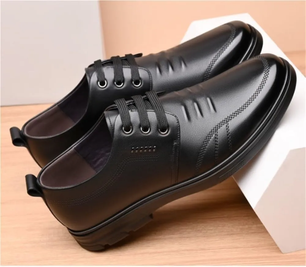 Retro Dress Shoes for Men Comfortable Oxfords Lace-Up Fashion Shoes Soft Bottom Casual Shoes for Men Formal Occasions