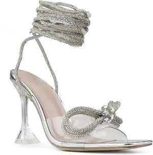 ROOM OF FASHION Women's Crystal Jeweled Strappy Gladiator Stiletto Heel Dress Sandals