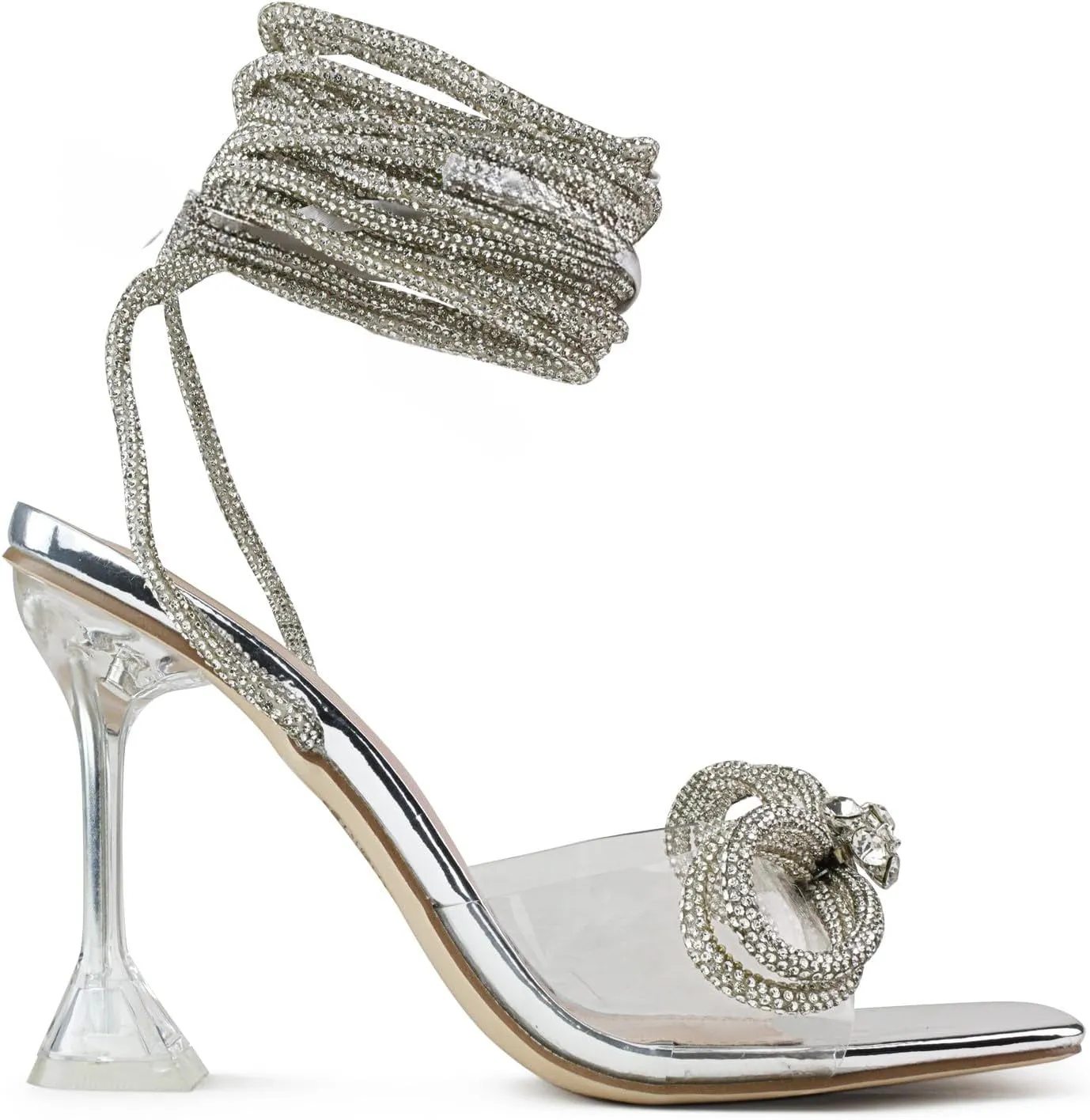 ROOM OF FASHION Women's Crystal Jeweled Strappy Gladiator Stiletto Heel Dress Sandals