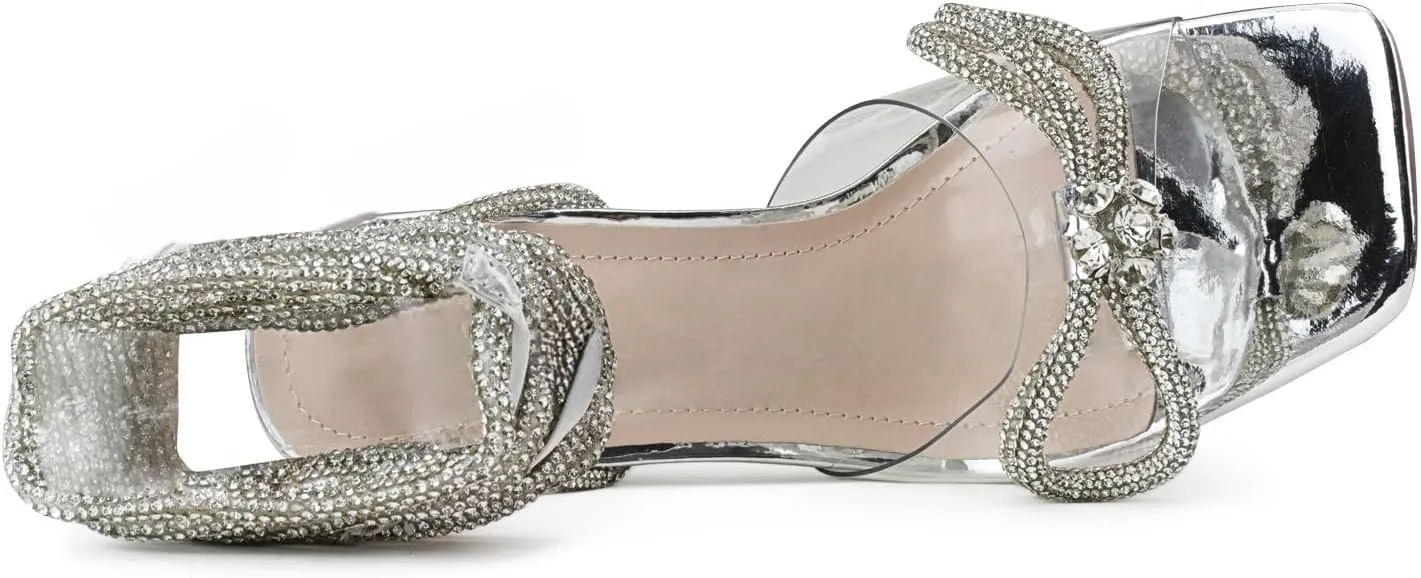 ROOM OF FASHION Women's Crystal Jeweled Strappy Gladiator Stiletto Heel Dress Sandals
