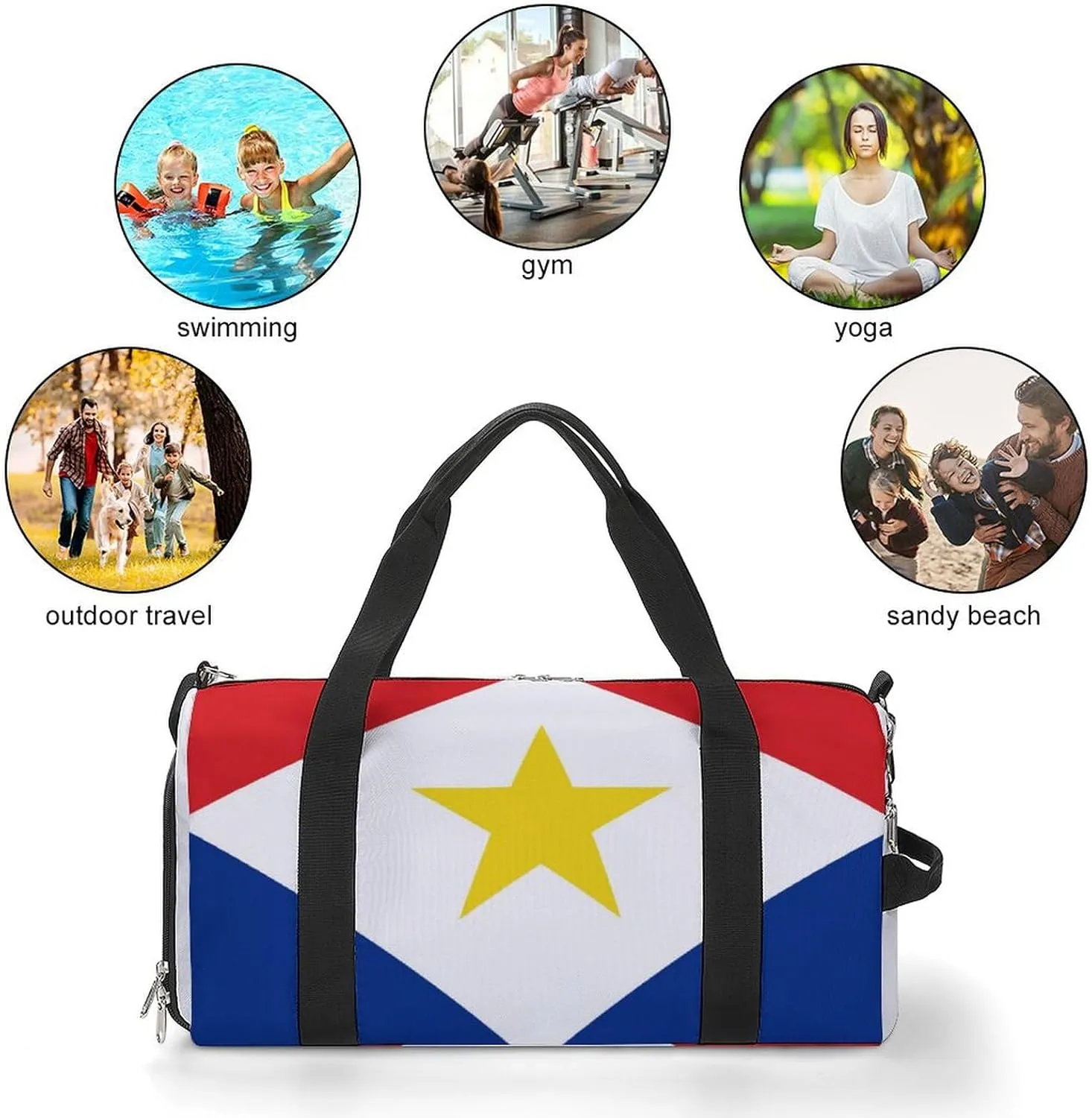 Saba Flag Gym Bag for Men Women with Shoe Compartment Waterproof Sports Travel