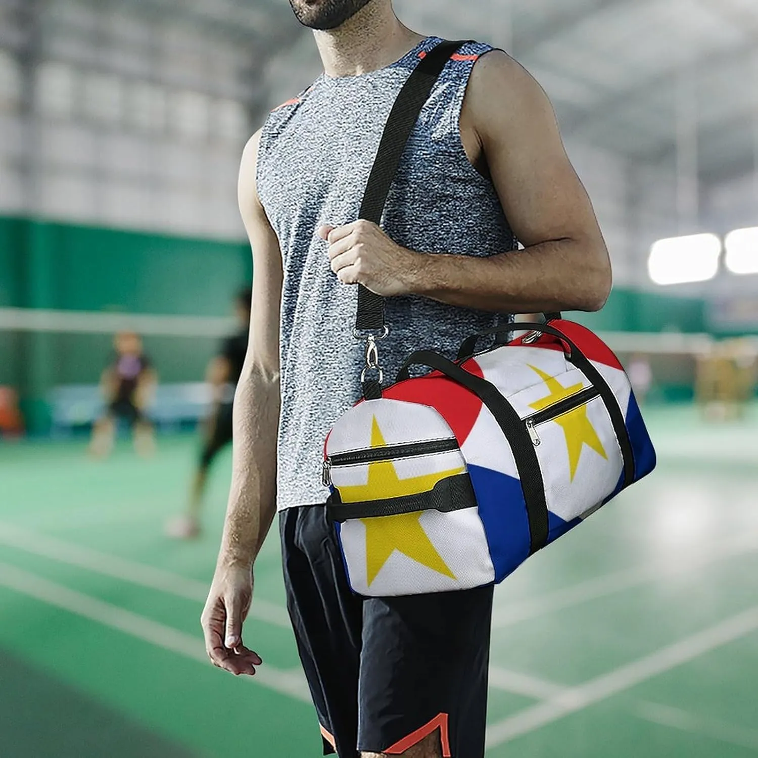Saba Flag Gym Bag for Men Women with Shoe Compartment Waterproof Sports Travel