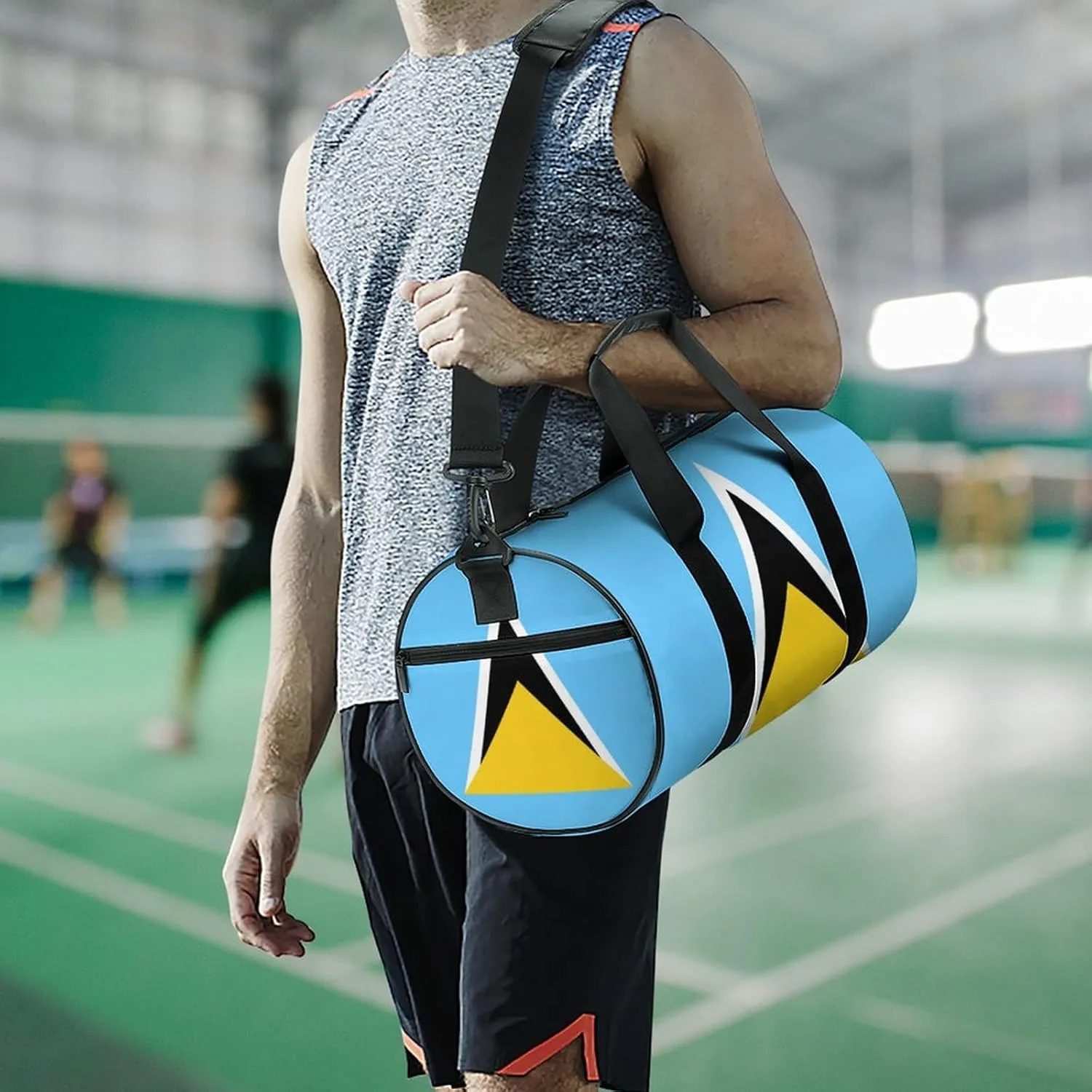 Saint Lucia Flag Large Capacity Gym Bag for Women Men with Wet Pocket Travel Duffel