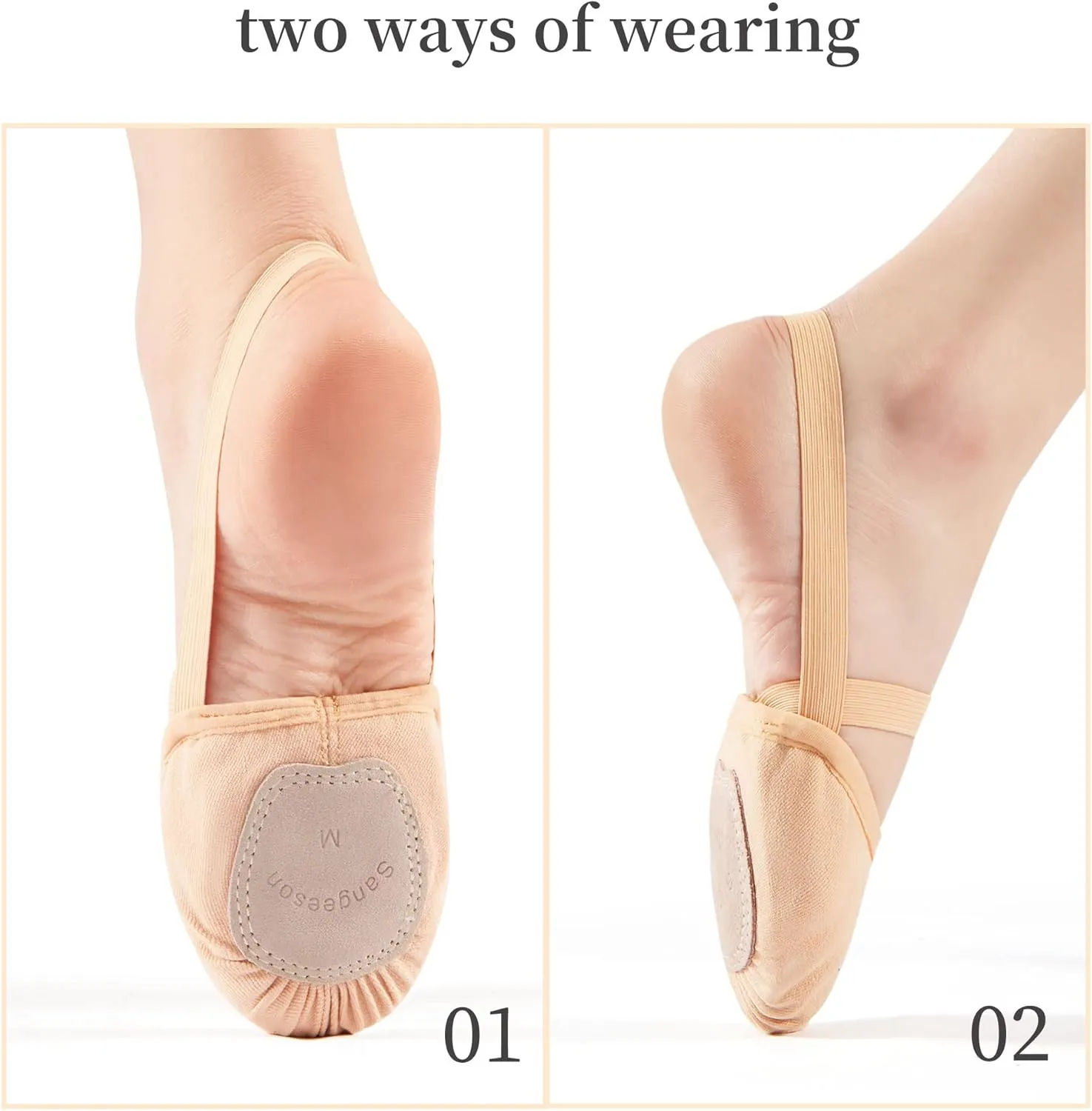 SANGEESON Half Sole Dance Shoes - Stretchy Canvas Pirouette Shoes for Ballet, Lyrical, Modern, Jazz Dance, and Contemporary