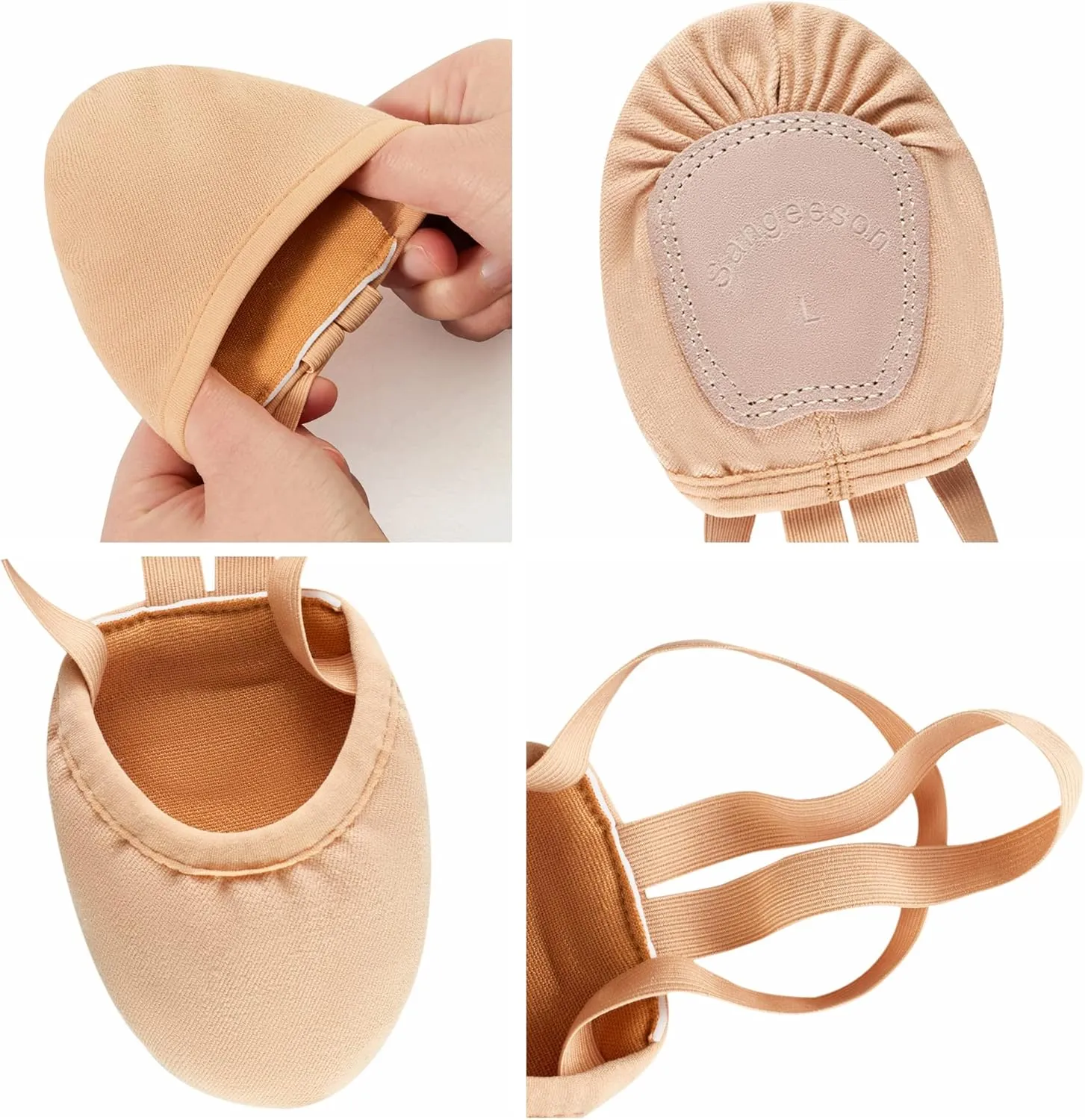 SANGEESON Half Sole Dance Shoes - Stretchy Canvas Pirouette Shoes for Ballet, Lyrical, Modern, Jazz Dance, and Contemporary