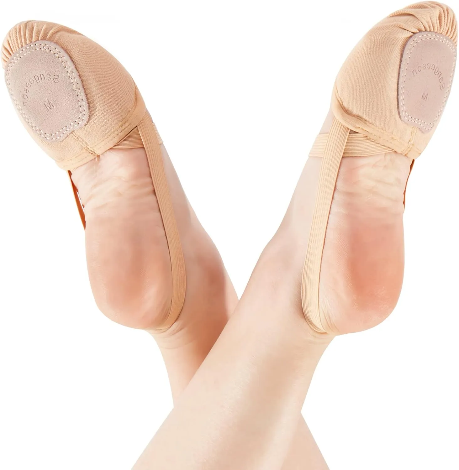 SANGEESON Half Sole Dance Shoes - Stretchy Canvas Pirouette Shoes for Ballet, Lyrical, Modern, Jazz Dance, and Contemporary