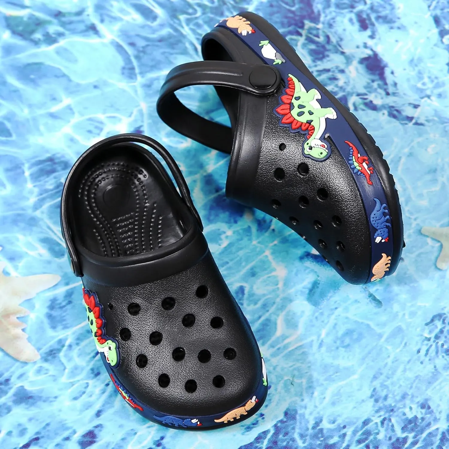 SECHRITE Kids Fur Lined Clogs Garden Shoes for Boys Girls Toddler Cartoon Sandals with Removable Fleece Lined Winter Warm Indoor Outdoor Home Slippers Non-Slip Sole