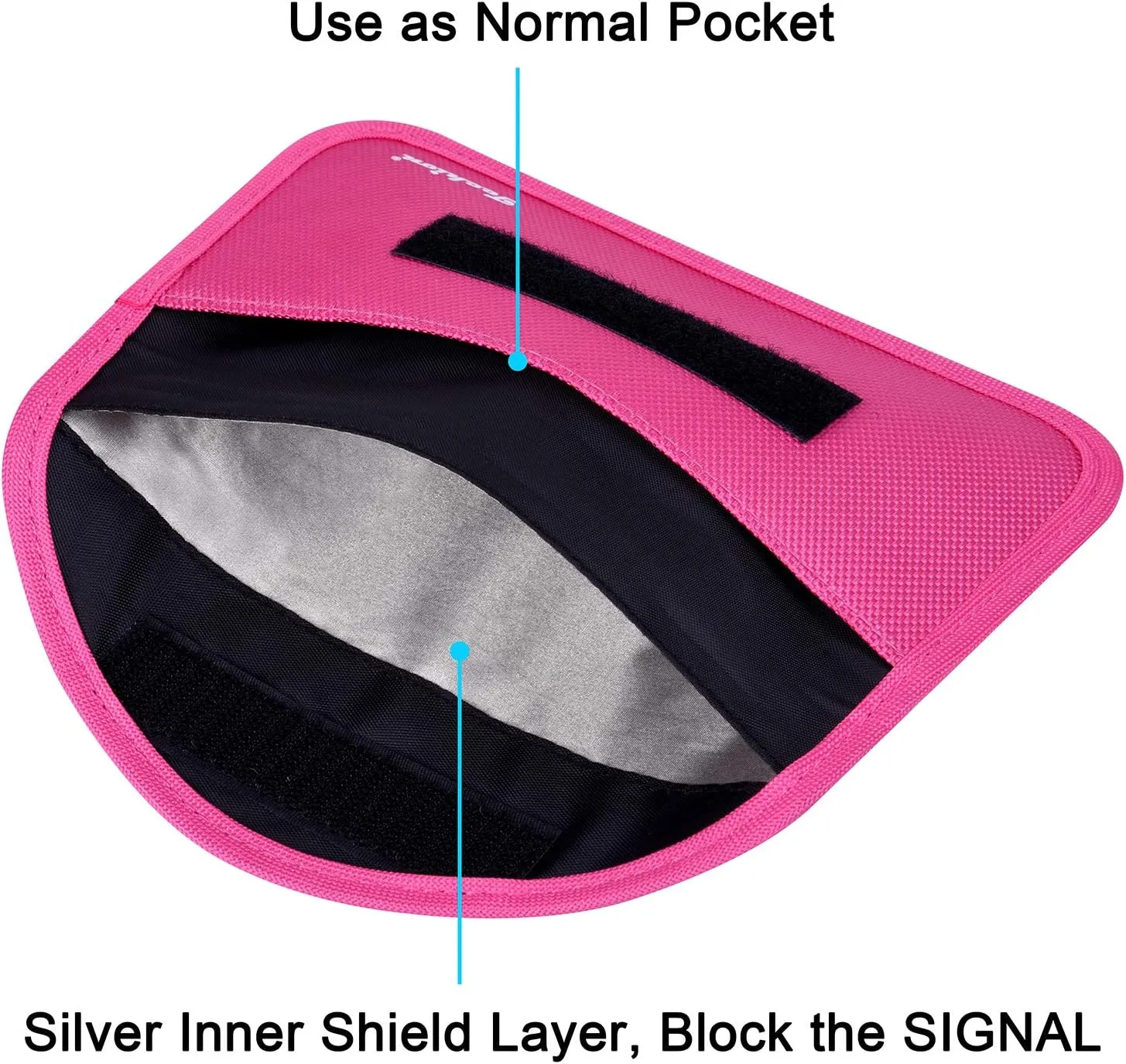 Signal Blocking Bag, Techion 2 Pack RFID Faraday Bag Shield Pouch Cage Box Wallet Case for Cell Phone and Car Key FOB, Privacy Protection, Anti-Hacking - Pink & Hot Pink