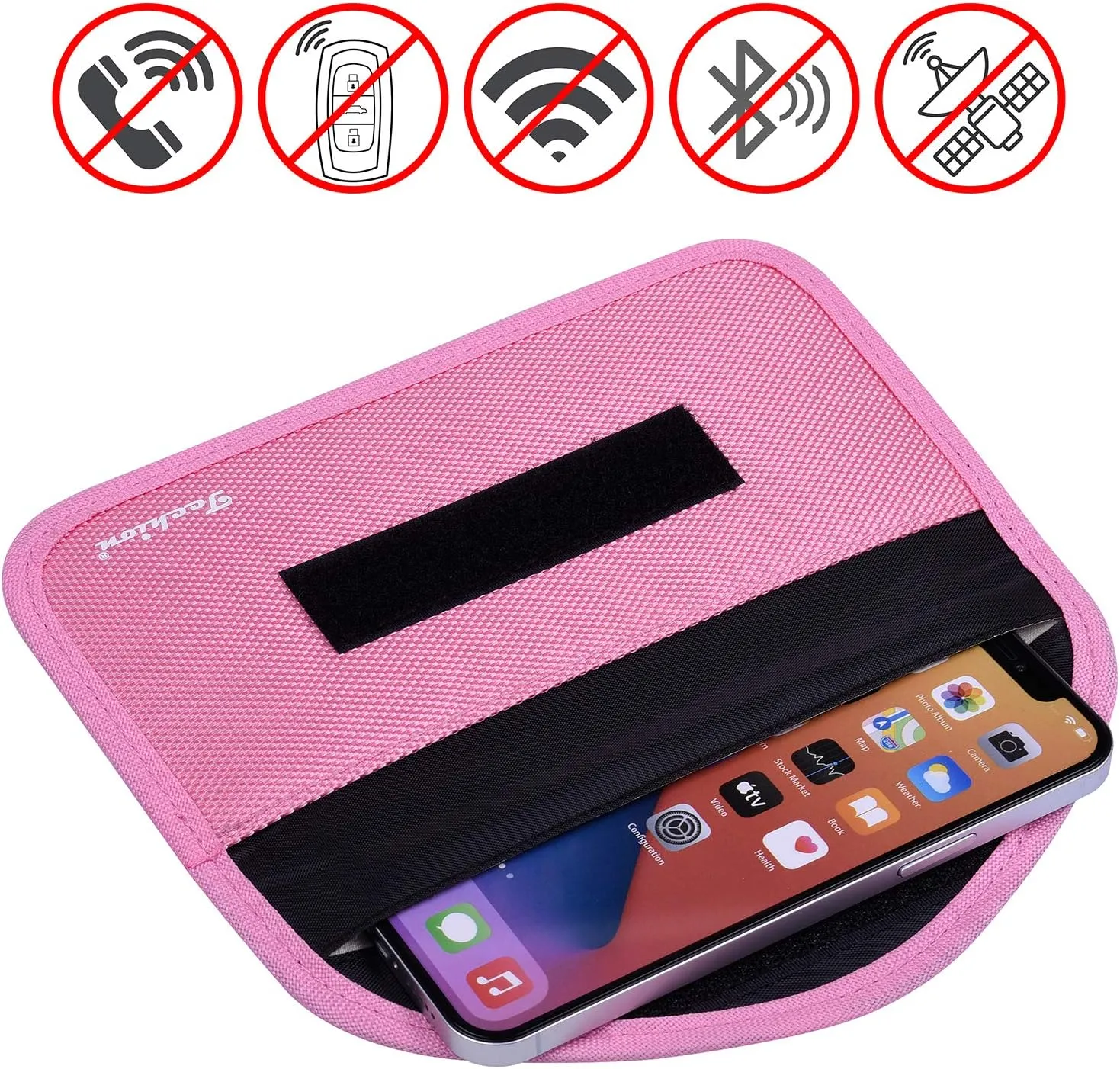 Signal Blocking Bag, Techion 2 Pack RFID Faraday Bag Shield Pouch Cage Box Wallet Case for Cell Phone and Car Key FOB, Privacy Protection, Anti-Hacking - Pink & Hot Pink