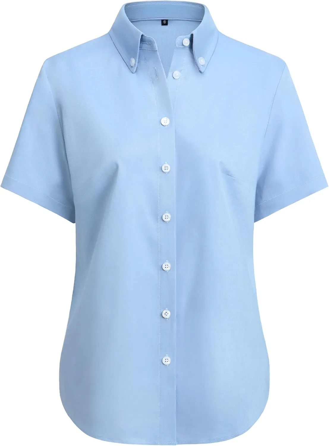 siliteelon Button Down Shirts Women Oxford Shirts Short Sleeve Cotton Wrinkle Free Dress Shirts Work Office Blouse