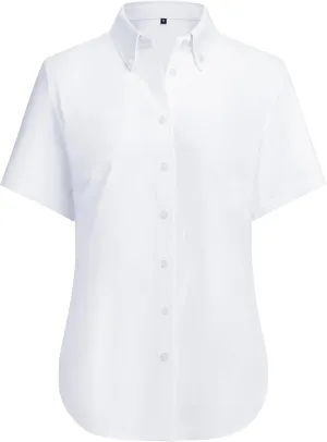 siliteelon Button Down Shirts Women Oxford Shirts Short Sleeve Cotton Wrinkle Free Dress Shirts Work Office Blouse