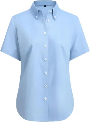 siliteelon Button Down Shirts Women Oxford Shirts Short Sleeve Cotton Wrinkle Free Dress Shirts Work Office Blouse