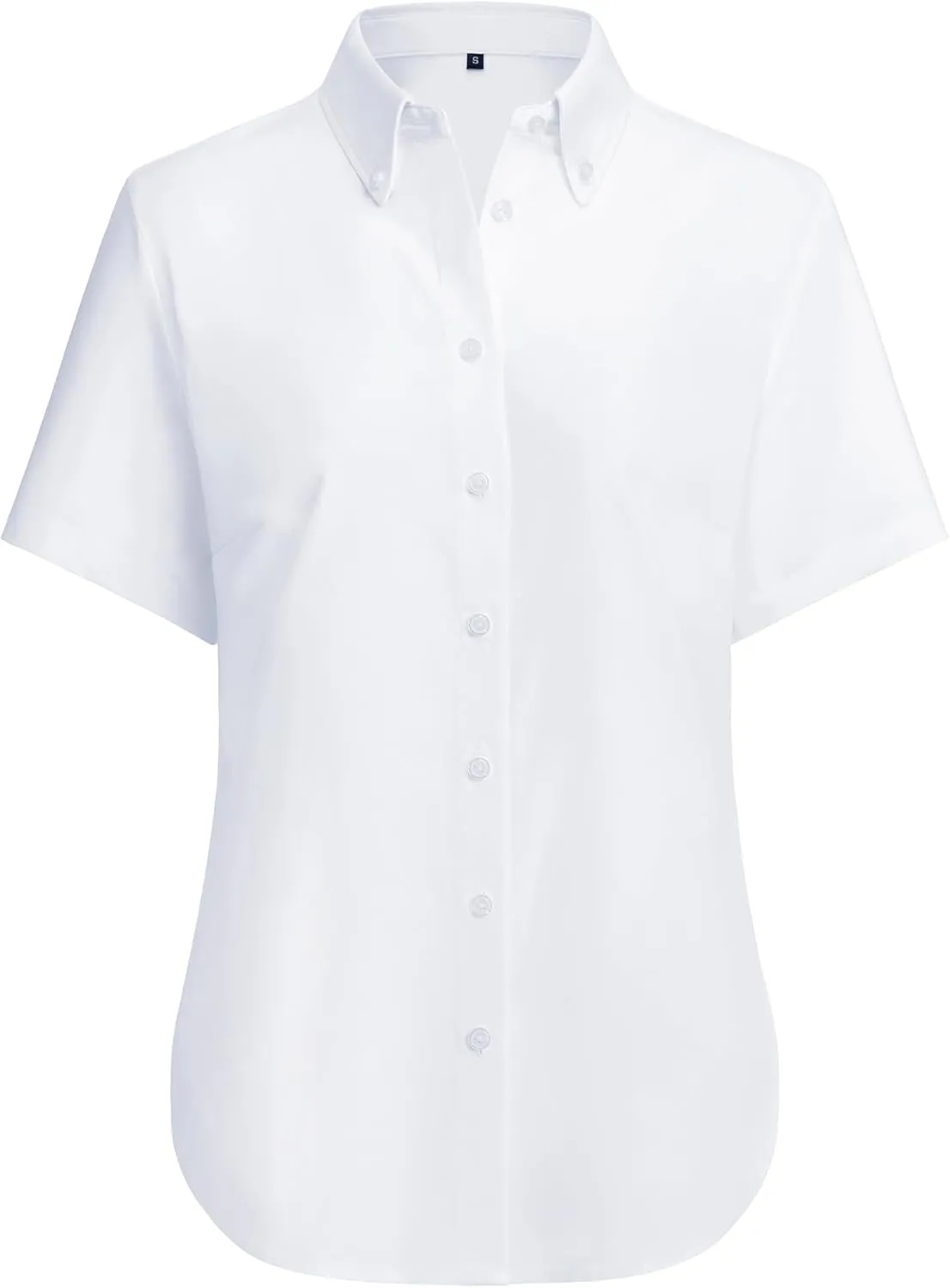 siliteelon Button Down Shirts Women Oxford Shirts Short Sleeve Cotton Wrinkle Free Dress Shirts Work Office Blouse