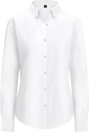 siliteelon Fitted Button Down Shirts for Women Oxford Shirt Cotton Dress Shirts Collared Long Sleeve Wrinkle Free Blouse Tops