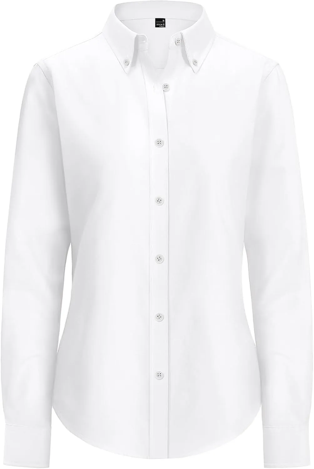 siliteelon Fitted Button Down Shirts for Women Oxford Shirt Cotton Dress Shirts Collared Long Sleeve Wrinkle Free Blouse Tops