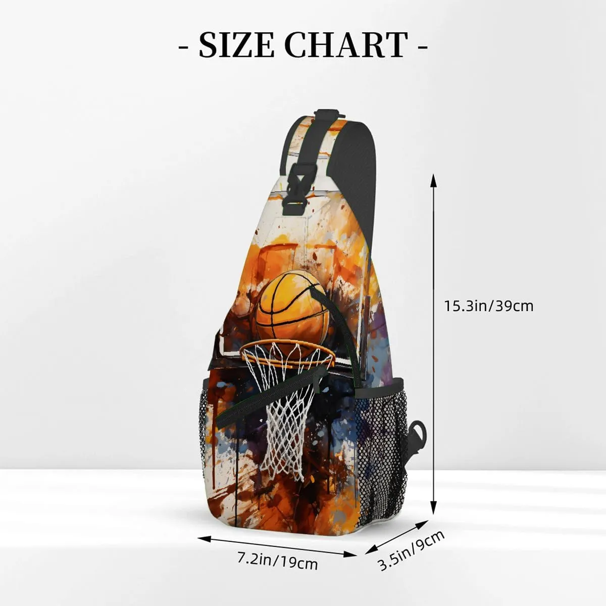 Sling Bag for Women Men, Basketball Sport Fanny Pack Crossbody Backpack Shoulder Belt Bags Chest Purses for Travel Hiking Cycling