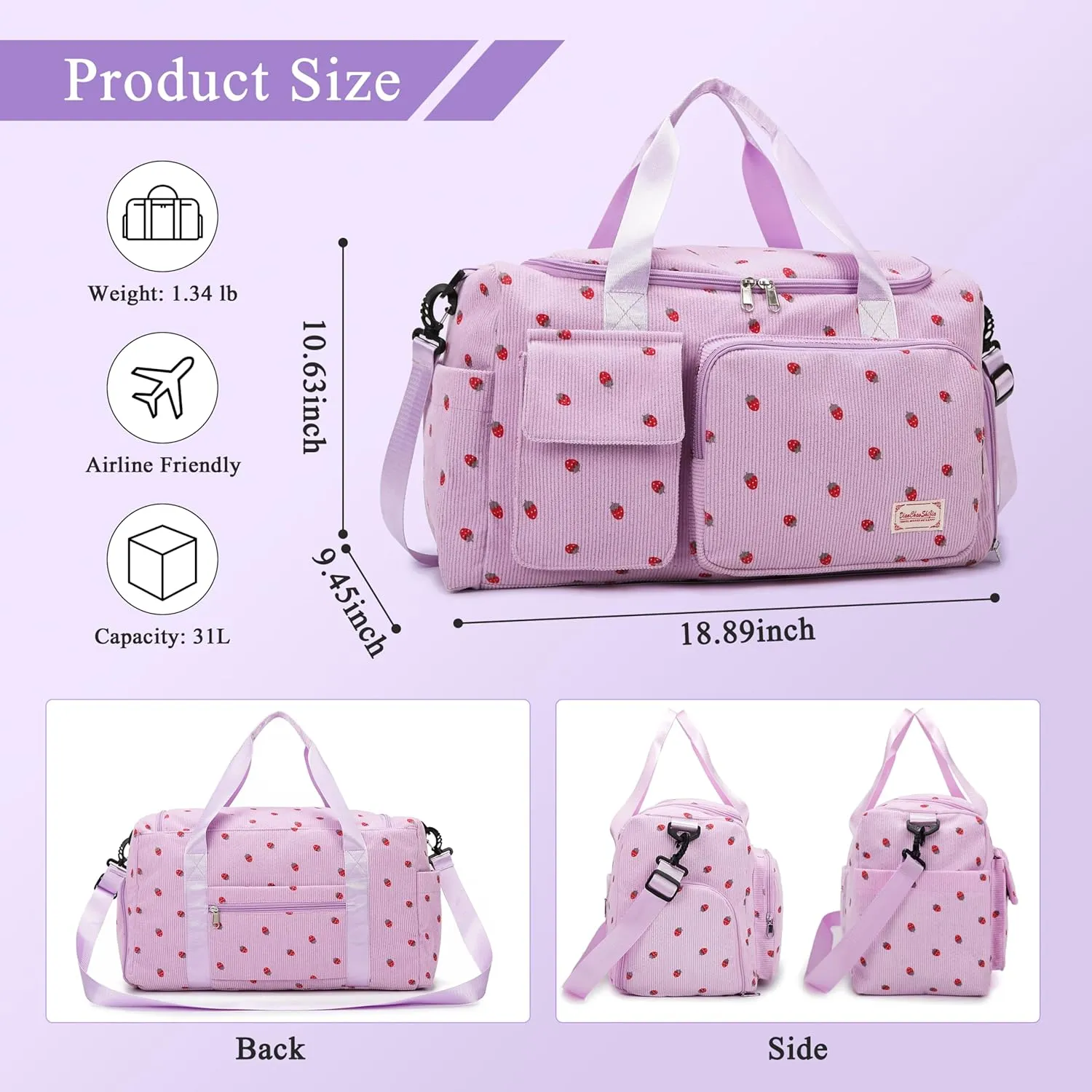 Small Gym Bags for Women, Travel Duffle Bag with Shoes Compartment, 4 in 1 Carry on Weekender Overnight Bag with Dry Wet Separated Pocket, Sport Gym Tote Bag for Yoga, Dance, Swimming, Workout, Ballet